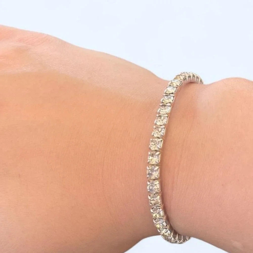 Silver crystal tennis bracelet‎